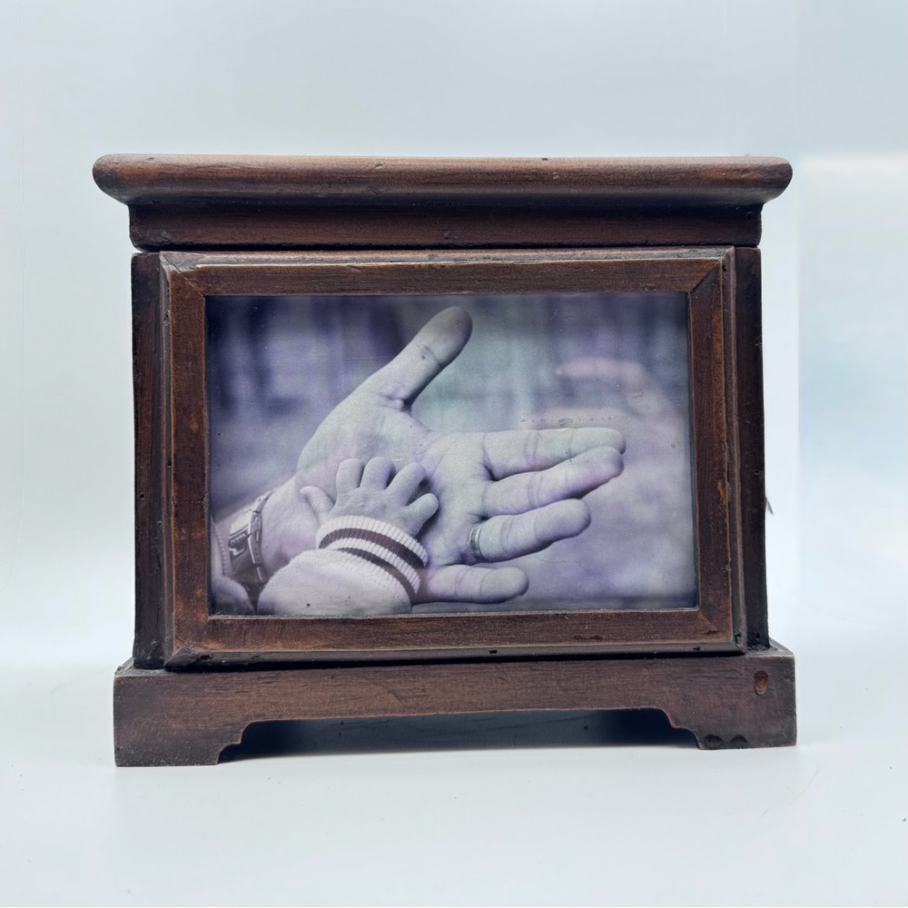 Rustic Brown Wooden Photo Frame Planter Box with insert